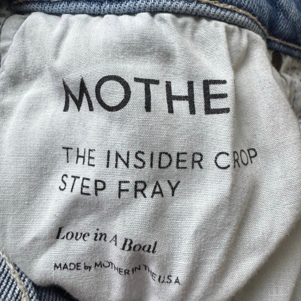Mother The Insider Crop Step Fray Distressed Jeans In Love In A Boat Size 28 - Picture 9 of 14
